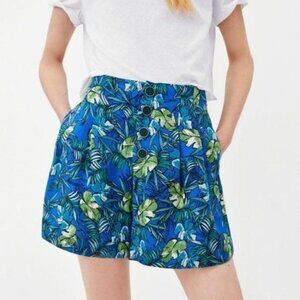 NWT Zara High Waisted Tropical Button Up Shorts Size Small‎